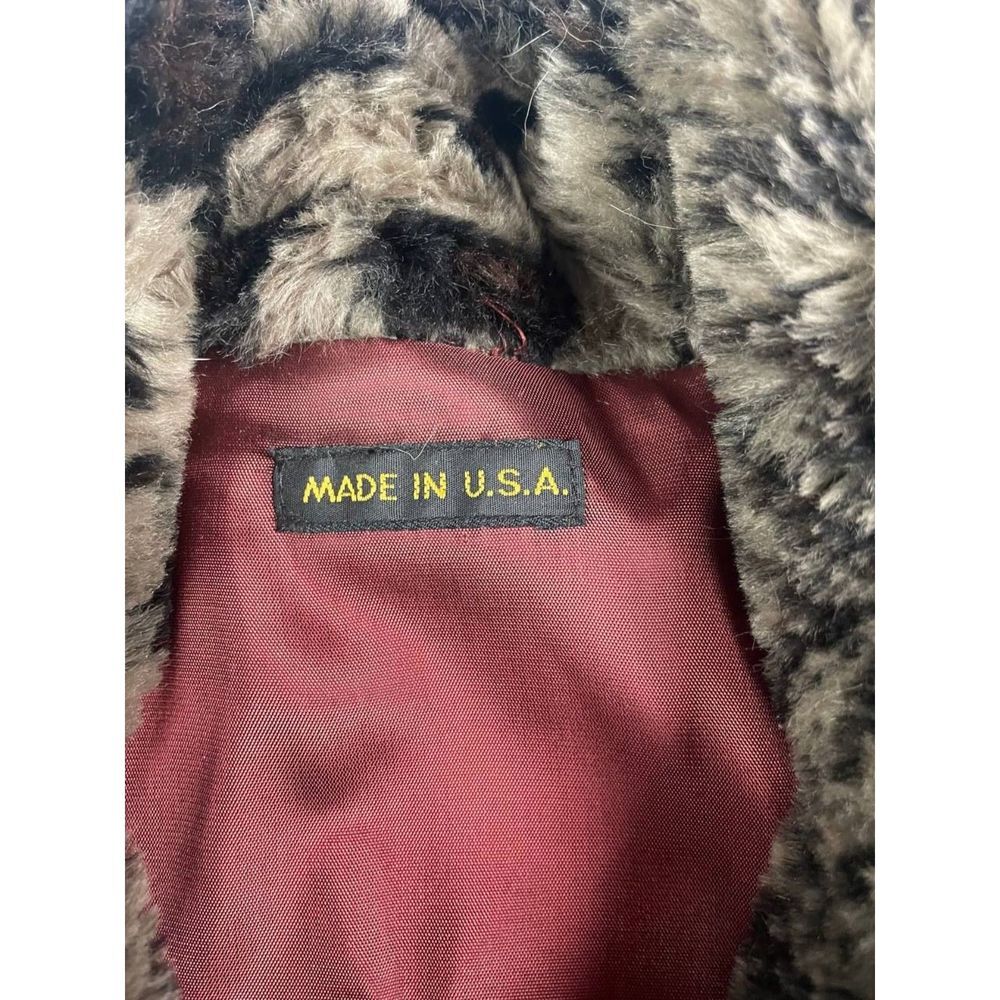 Made In USA Women's Faux Fur Leopard Print Full Zip Vest Brown Sz S Warm Winter - Picture 5 of 7